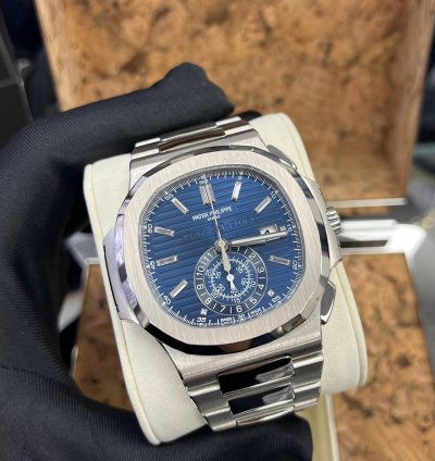 Patek Philippe Nautilus Chronograph White Gold Blue Dial 44mm 5976 1g-001