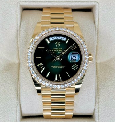 Rolex Day-date 40 New 2024 Day-date 40mm 228348rbr Presidential Diamond Bezel Green Dial