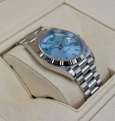 Rolex Day-date 40 New 2024 Day-date Platinum 40mm 228236 Ice-blue Roman Dial