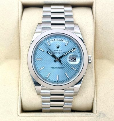 Rolex Day-date 40 New 2024 Rolex Day-date 40mm 228206 Platinum Blue Motif Dial