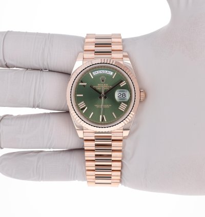 Rolex Day-date 40 New 2025 228235 Olive Green President Rose Gold