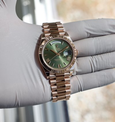 Rolex Day-date 40 New 2025 228235 Olive Green President Rose Gold