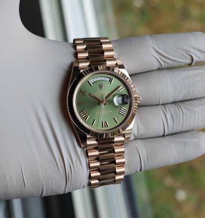 Rolex Day-date 40 New 2025 228235 Olive Green President Rose Gold