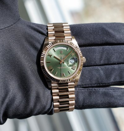 Rolex Day-date 40 New 2025 228235 Olive Green President Rose Gold