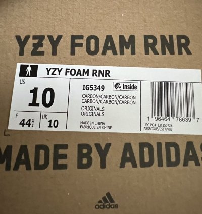 100 Authentic Adidas Yeezy Foam Rnr Carbon Size 10 Ig5349