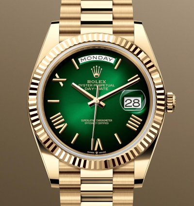 Rolex Day-date 40 New 2025 228238 Green Ombre President Yellow Gold 40 Mm