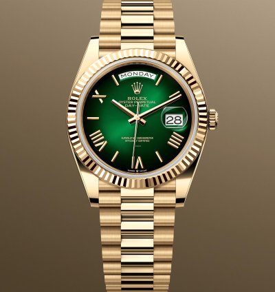 Rolex Day-date 40 New 2025 228238 Green Ombre President Yellow Gold 40 Mm