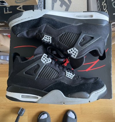 100 Original Nike Air Jordan 4 Retro Se Black Canvas