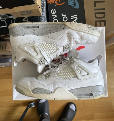 100 Original Nike Air Jordan 4 Retro White Oreo