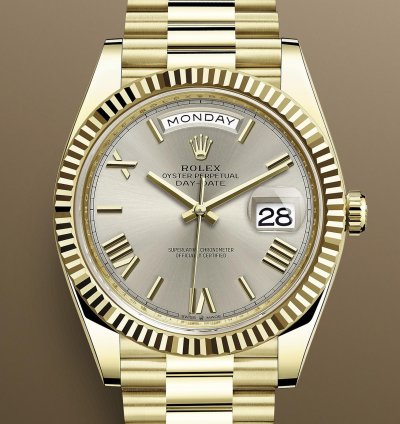 Rolex Day-date 40 New 2025 228238 Silver Roman President Yellow Gold