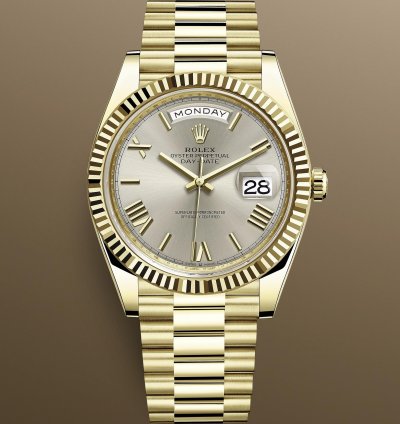 Rolex Day-date 40 New 2025 228238 Silver Roman President Yellow Gold