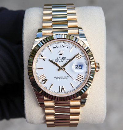 Rolex Day-date 40 New 2025 228238 White Roman President Yellow Gold
