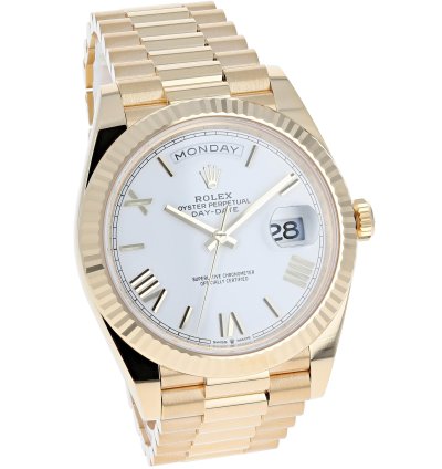 Rolex Day-date 40 New 2025 228238 White Roman President Yellow Gold
