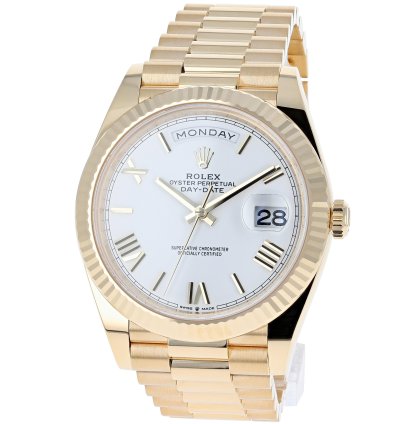 Rolex Day-date 40 New 2025 228238 White Roman President Yellow Gold