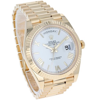 Rolex Day-date 40 New 2025 228238 White Roman President Yellow Gold