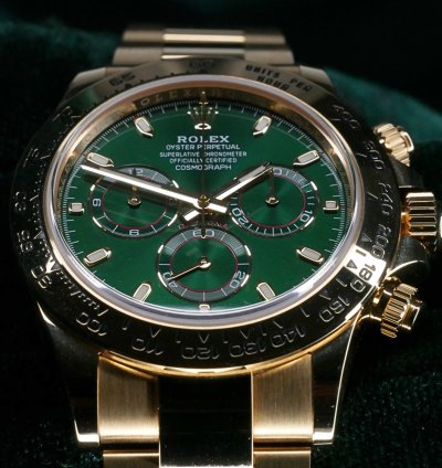 Rolex Daytona Mint Complete Set Daytona John Mayer 18k Yellow Gold Green Dial 116508