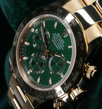 Rolex Daytona Mint Complete Set Daytona John Mayer 18k Yellow Gold Green Dial 116508