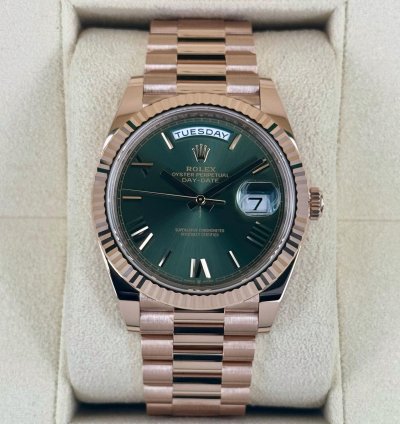 Rolex Day-date 40 New 2025 Day-date 40mm 228235 Presidential Rose Gold Olive Green Dial