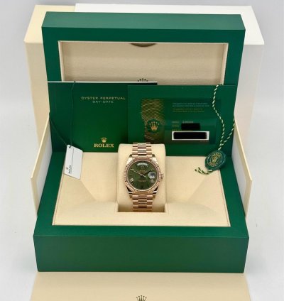 Rolex Day-date 40 New 2025 Day-date 40mm 228235 Presidential Rose Gold Olive Green Dial