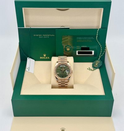 Rolex Day-date 40 New 2025 Day-date 40mm 228235 Presidential Rose Gold Olive Green Dial