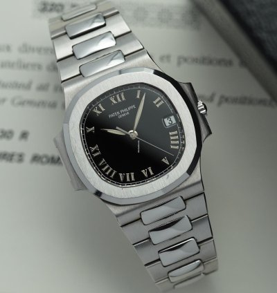 Patek Philippe Nautilus In Steel Roman Numerals Black Dial 3800 1a-001