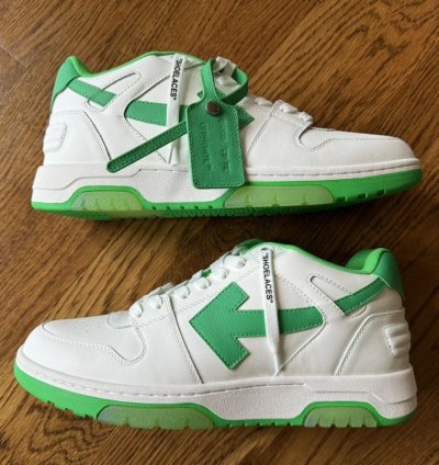 12 Off-white Out Of Office White Green Ooo 45 Low Tops Logo