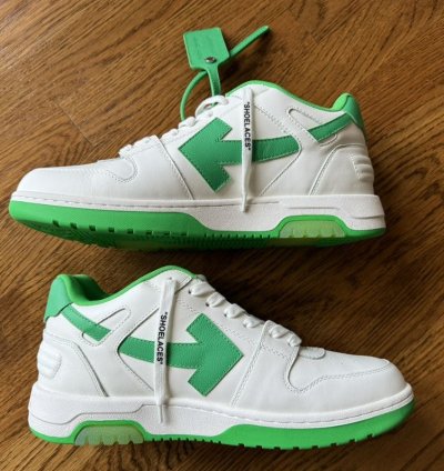 12 Off-white Out Of Office White Green Ooo 45 Low Tops Logo