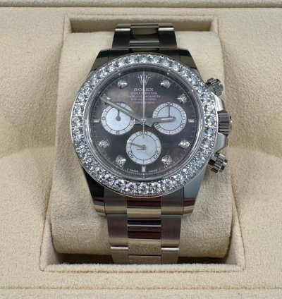 Rolex Daytona Mother Of Pearl Cosmograph Daytona Diamond Mother New December 2024 Diamond Panda White Tag Full Set
