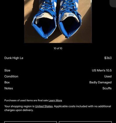 1999 Nike Dunk High Le Kentucky Blue White - Vintage - Used