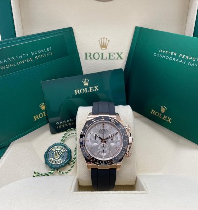 Rolex Daytona New 116515 Daytona Rose Gold Sundust Pink Baguette Dial Oysterflex Band
