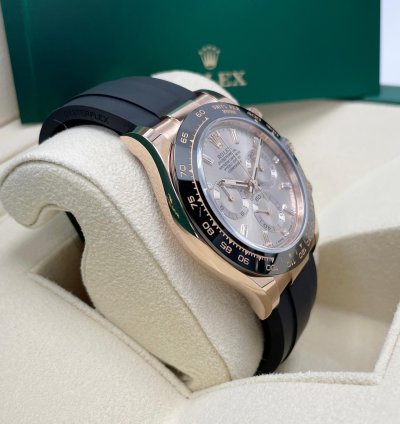 Rolex Daytona New 116515 Daytona Rose Gold Sundust Pink Baguette Dial Oysterflex Band
