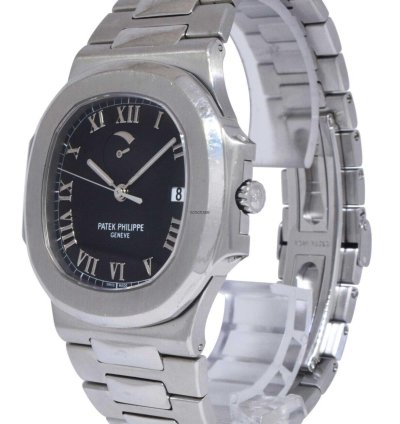 Patek Philippe Nautilus Jumbo Steel Black Power Reserve 42mm Watch 3710 1a