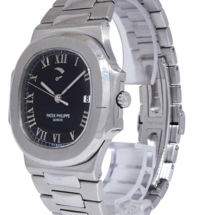 Patek Philippe Nautilus Jumbo Steel Black Power Reserve 42mm Watch 3710 1a