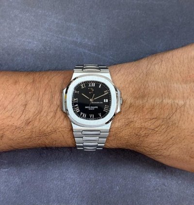 Patek Philippe Nautilus Jumbo Steel Black Power Reserve 42mm Watch 3710 1a