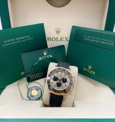 Rolex Daytona New 116518 Yellow Gold Daytona 40mm Champagne Black Sub-dials Oysterflex Rubber