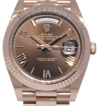 Rolex Day-date 40 Nos Rolex Day-date 40 18k Rose Gold Chocolate Roman Mens Watch 21 228235