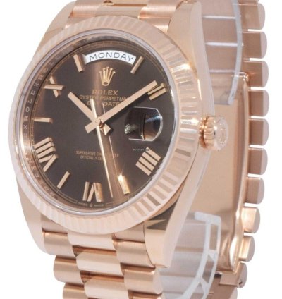 Rolex Day-date 40 Nos Rolex Day-date 40 18k Rose Gold Chocolate Roman Mens Watch 21 228235