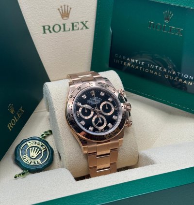 Rolex Daytona New 2022 Black Diamond Dial Rose Gold Daytona Chronograph Oyster Bracelet