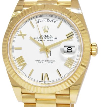 Rolex Day-date 40 Nos Rolex Day-date 40 President 18k Yellow Gold White Dial Watch 21 228238