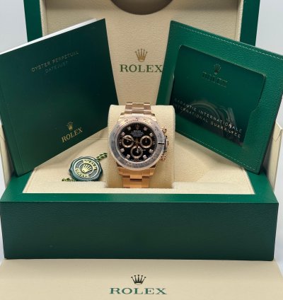 Rolex Daytona New 2022 Black Diamond Dial Rose Gold Daytona Chronograph Oyster Bracelet