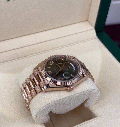 Rolex Day-date 40 Nuovo 2022 Italia Green Olive Dial Everose 40mm Full Set Con Documenti Scatola