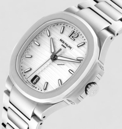 Patek Philippe Nautilus Ladies Stainless Steel Silver Opaline