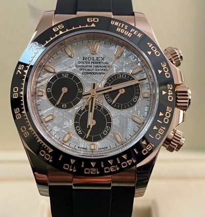 Rolex Daytona New 2022 Unworn Cosmograph Daytona Rose Gold Meteorite Dial 116515ln Full Set