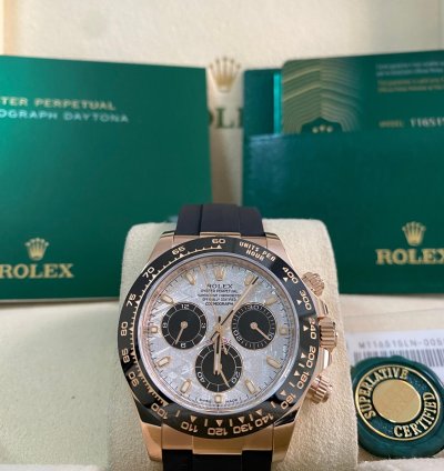 Rolex Daytona New 2022 Unworn Cosmograph Daytona Rose Gold Meteorite Dial 116515ln Full Set