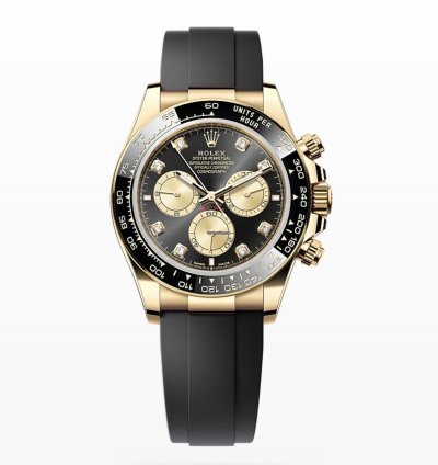 Rolex Daytona New 2024 Black Diamond Dial Yellow Gold Case Ceramic Bezel Oysterflex Strap