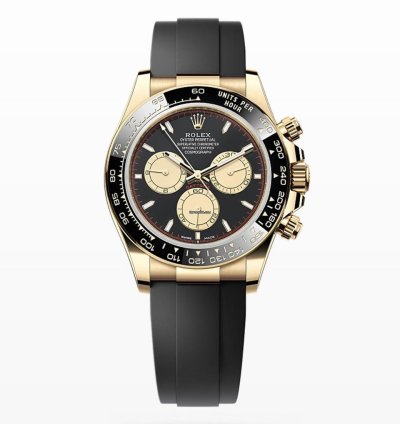 Rolex Daytona New 2024 Black Paul Newman Dial Yellow Gold Case Ceramic Bezel Oysterflex Strap