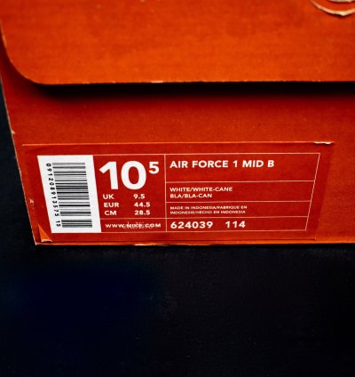 2002 Air Force 1 Mid White Cane Contrast Stitch Ds
