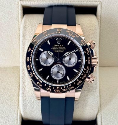 Rolex Daytona New 2024 Cosmograph Daytona 40mm 126515ln Rose Gold Oysterflex Black Dial