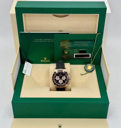 Rolex Daytona New 2024 Cosmograph Daytona 40mm 126515ln Rose Gold Oysterflex Black Dial