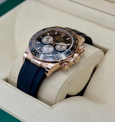 Rolex Daytona New 2024 Cosmograph Daytona 40mm 126515ln Rose Gold Oysterflex Black Dial